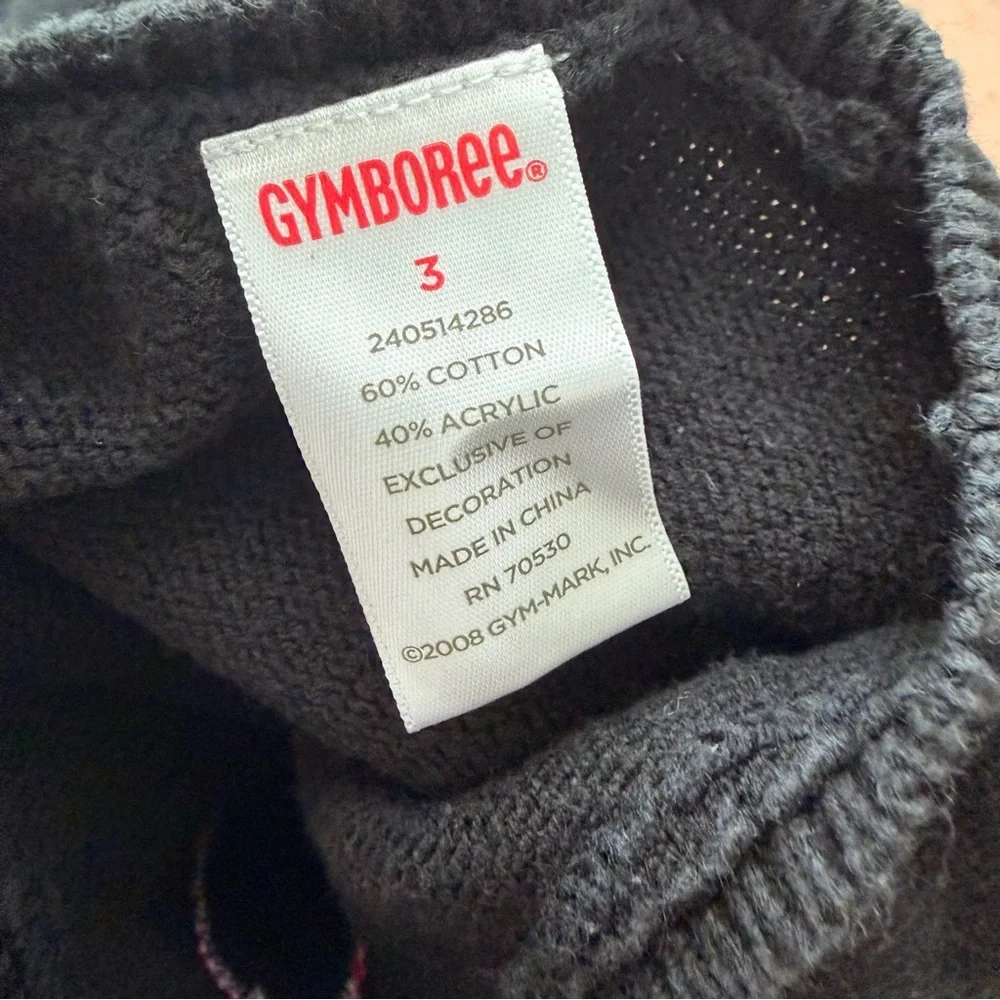 Gymboree Black Knit Sweater with Zebra Print Heart - Size 3